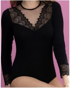 Body Manches Longues Antigel Sexy Bohème (Noir)