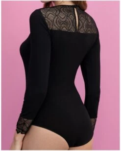 Body Manches Longues Antigel Sexy Bohème (Noir) -mesdessous body manches longues antigel sexy boheme noir 3