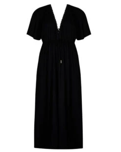 Caftan Long De Plage Antigel La Modeuse (Noir)