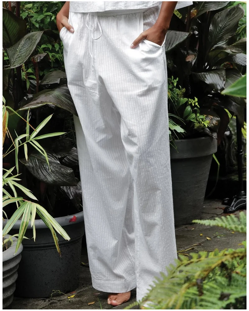 Pantalon 100% Coton Antigel Chic Et Relax (Blanc) 3 Pantalon 100% Coton Antigel Chic Et Relax (Blanc)