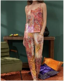 Pantalon Antigel Cachemire En Fête (Orange Multico) 9 Pantalon Antigel Cachemire En Fête (Orange Multico) -mesdessous pantalon antigel cachemire en fete orange multico 2