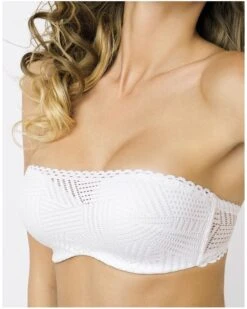 Soutien-gorge Bandeau Coque Bretelles Amovibles Antigel Tressage Graphic (Tressage Blanc)