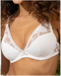Soutien-gorge Plunge Demi Mousse Antigel Dentelle Rebelle (Blanc)