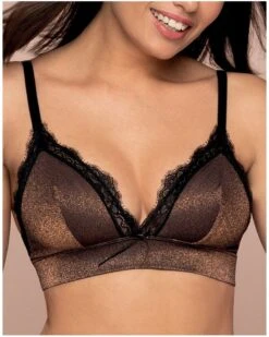 Soutien-gorge Triangle Sans Armature Antigel Disco Dentelle (Cuivre Disco)