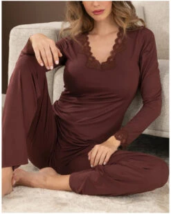 T-shirt Manches Longues Col En V Antigel Simply Perfect (Cappuccino) -mesdessous t shirt manches longues col en v antigel simply perfect cappuccino 2