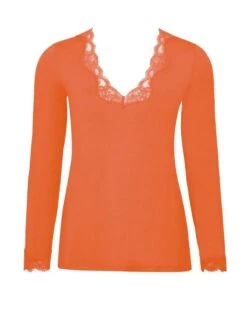T-shirt Manches Longues Col En V Antigel Simply Perfect (Orange Safrané)