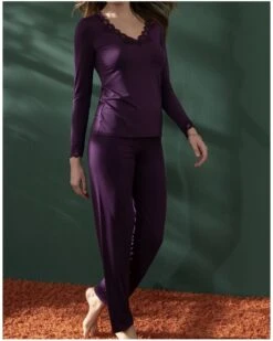 T-shirt Manches Longues Col En V Antigel Simply Perfect (Prune Magic) -mesdessous t shirt manches longues col en v antigel simply perfect prune magic 3