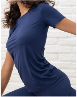 Tee-shirt Manches Courtes Antigel En Mode Yoga (Bleu Yoga) -mesdessous tee shirt manches courtes antigel en mode yoga bleu yoga 2