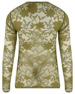 Tee-shirt Manches Longues Antigel Dentelle Rebelle (Vert Mousse) -mesdessous tee shirt manches longues antigel dentelle rebelle vert mousse 3