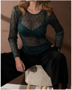 Tee-shirt Manches Longues Atelier Séduction (Vert Anglais) 9 Tee-shirt Manches Longues Atelier Séduction (Vert Anglais) -mesdessous tee shirt manches longues atelier seduction vert anglais 3