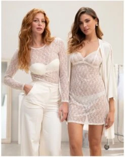 Top Manches Longues Antigel Atelier Séduction (Ecru Nacre) -mesdessous top manches longues antigel atelier seduction ecru nacre 2