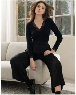 Top Manches Longues Antigel Daily Paillette (Noir Paillette) -mesdessous top manches longues antigel daily paillette noir paillette 2