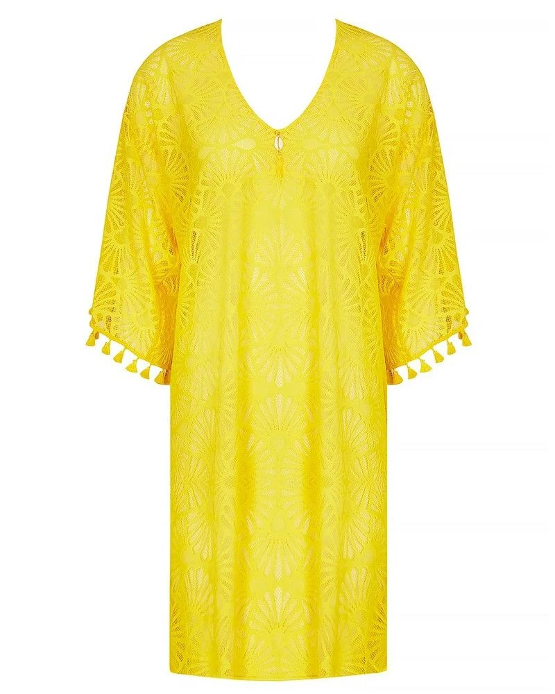 Tunique De Plage Antigel La Muse Dentelle (Jaune) 4 Tunique De Plage Antigel La Muse Dentelle (Jaune) – Image 2