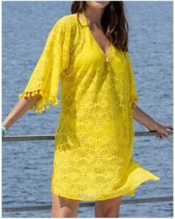 Tunique De Plage Antigel La Muse Dentelle (Jaune)
