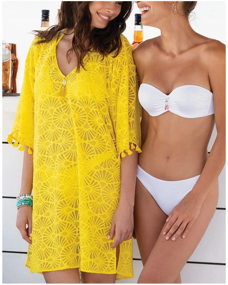 Tunique De Plage Antigel La Muse Dentelle (Jaune) 6 Tunique De Plage Antigel La Muse Dentelle (Jaune) – Image 4
