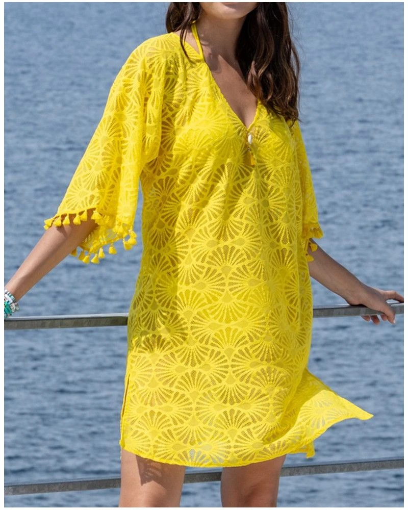 Tunique De Plage Antigel La Muse Dentelle (Jaune) 3 Tunique De Plage Antigel La Muse Dentelle (Jaune)